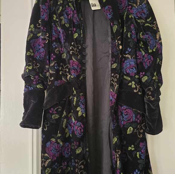 Free People Floral Velvet Duster with Multicolor Embroidery - Picture 3 of 4
